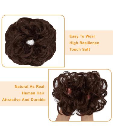 OMGREAT 2PCS Dark Auburn Updo Messy Hair Buns Curly Wavy Ponytail Extensions - Buy Online on SooperMarket.com