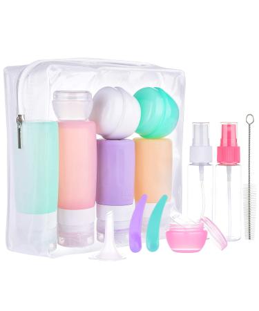 16 Pack Travel Bottles Set for Toiletries, Morfone TSA Approved Travel Containers Leak Proof Silicone Squeezable Travel Accessories 2oz 3oz for Shampoo Conditioner Lotion Body Wash ( BPA Free )