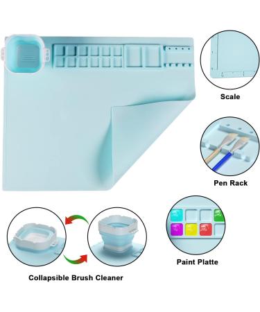 Silicone Craft Mat 20x16 with Cup | Nonstick Resin Jewelry Casting Mat | Art DIY Drawing Clay Play Doh Blue - Buy Online on SooperMarket.com