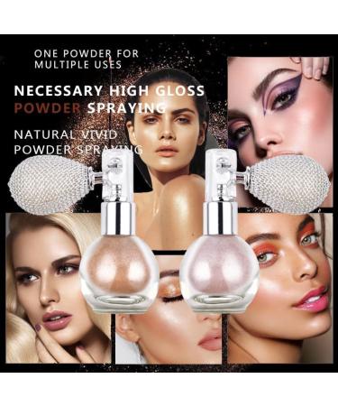 MIESCHER Shimmering Champagne Sparkle Loose Powder Highlighter Spray - Glitter Makeup for Face, Body & Hair - Luminous High Gloss Finish - Women's Cosmetic - Buy Online on SooperMarket.com
