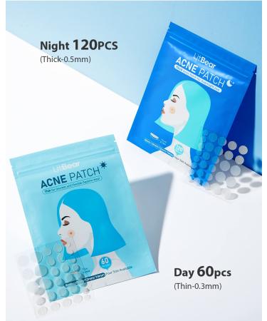 LitBear Acne Pimple Patches - Day and Night Set | 180 Dots with Witch Hazel, Tea Tree & Calendula Oil | Extra Adhesion for Face | Zit Patch AM + PM - Buy Online on SooperMarket.com