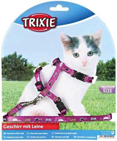 Trixie 4144 Kitten Harness with Leash - Adjustable Nylon 21-33 cm Assorted Colors - Comfortable & Safe Pet Gear - Buy Online on SooperMarket.com