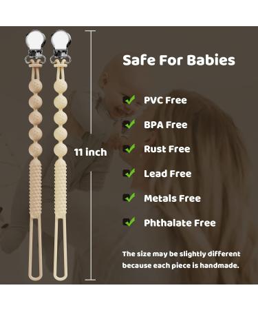 Beadlsee Baby Silicone Pacifier Clip Teether 2-Pack - Toast & Buttercream, Sensory Exploration and Teething Relief for Boys or Girls - Buy Online on SooperMarket.com