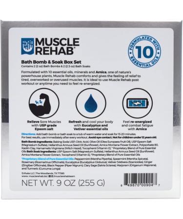 Fathers Day Gift: Muscle-Recovery Epsom Salt Bath Bombs for Pain & Tension Relief - Perfect Exercise Recovery Soak by Muscle Rehab 2 Sets - Buy Online on SooperMarket.com