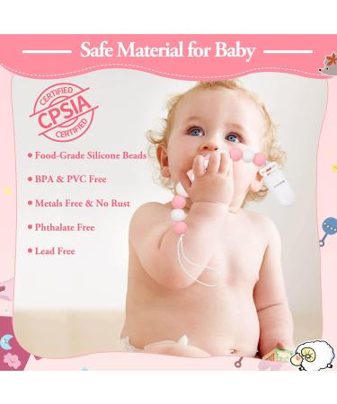 Soft Fexible Pacifier Clip Set - 4 Pack for Newborn Boy and Girl | Binky Holder Clips | Neutral Baby Shower & Christmas Gift - Buy Online on SooperMarket.com