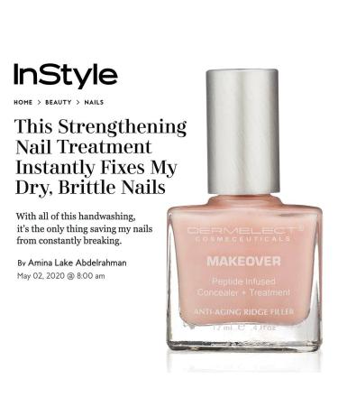 Dermelect Makeover Ridge Filler - Nail Base Coat with Keratin Peptides, Pentavitin & Vitamin B5 - Hydrating, Strengthening, and Concealing Treatment for Nail Ridges, Yellowing, Dryness - 0.4 oz - Buy Online on SooperMarket.com