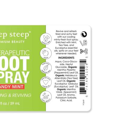 Deep Steep Therapeutic Foot Spray - Cooling Candy Mint 2oz | Soothing Relief for Tired Feet - Buy Online on SooperMarket.com