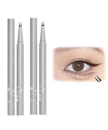 Rednow 2Pcs Double Tip Lower Eyelash Pencil  Waterproof Anti-Smudge Lashes Pencil Natural Lower Eyelashes Pen Super Slim Eye Liner (Black+Black)