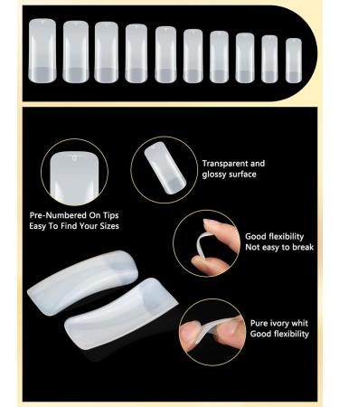 Deciniee Acrylic Nail Kit - 1000 Clear & Natural Fake Nails for French Manicure - 10 Sizes Extension Tips with Box - Women's Press on Coffin Nails - Buy Online on SooperMarket.com