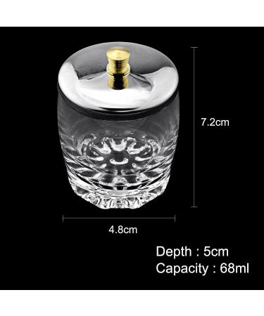 Crystal Disinfection Glass Cup Acrylic Liquid Dappen Dish with Stainless Steel Lid - Nail Art Glassware Tool HJ-NAPB028 - Buy Online on SooperMarket.com
