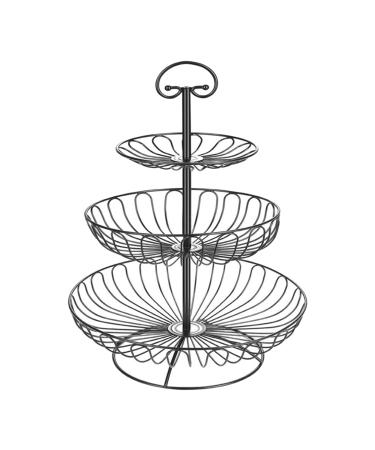Fruit Basket Bowl 3 Layers Wire Basket Stand Kitchen Countertop Organizer Fruit Vegetable Bowl Fruit Basket Fruit Bowls (Color : Black)