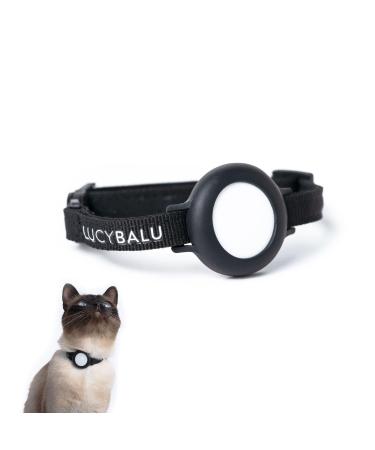 Lucybalu Premium Airtag Katzenhalsband |Tear -resistant cat collar for Airtag made of nylon |Airtag collar for cats |Cats Tracker |Apple Airtag compatible |Nylon band |Black