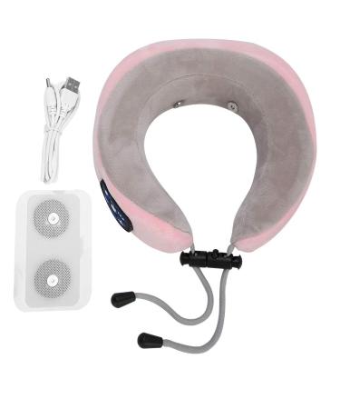 Electrical neck massage device U-shaped pillow shoulder-neck vortex massage device comfortable neck massager for neck and shoulder (2# pink)