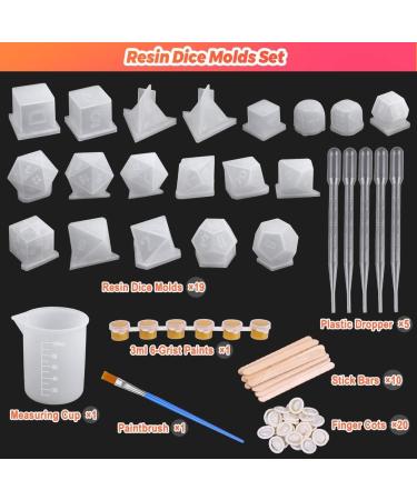Shynek Resin Dice Molds Set - 19 Polyhedral Styles with Silicone Mold, Tools, and Paints for Epoxy Resin Dice Making - Buy Online on SooperMarket.com