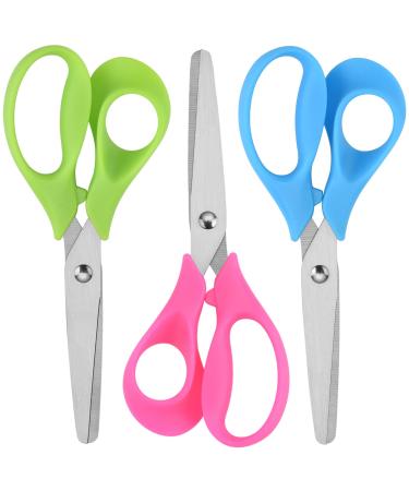 Left Handed Scissors Kids 5" Left Handed Kids Craft Scissors Ages 3+ Stainless Steel Soft Comfort-Grip Handles Blunt Lefty Safety School Scissors For Classroom Home Household 3 Pack