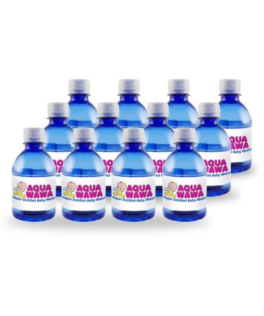 AQUAWAWA Nursery Water for Babies 12 Pack 8 oz Bottles Purified Vapor Distilled | Single Serve | Lightweight for Diaper Bag | BPA Fluoride Chemical and Mineral Free | Dr Recommended Clean Fresh