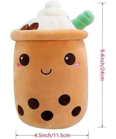 SPIRTUDE 2Pcs Boba Plush Matcha Milk Tea & Ice Cream Stuffed Toy Set - Soft Squishy Pillow for Kids - 24cm - Green & Brown - Buy Online on SooperMarket.com