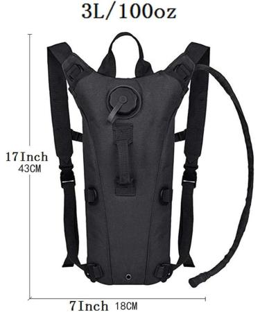 ATBP Tactical 3L Hydration Pack - Military Grade Water Bladder Backpack - Leakproof for Running, Cycling, Hiking - Black - Buy Online on SooperMarket.com