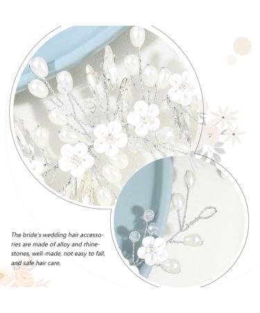 Unicra Flower Bride Wedding Hair Vine Silver Crystal Hair Accessories Pearl Bridal Headpiece for Women and Bridesmaid - Buy Online on SooperMarket.com
