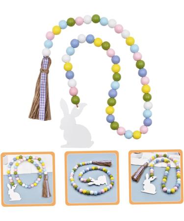 LIFKICH Fringe Decor Ornament Beaded Garland with Tassel Easter Farmhouse Bead Garland Hanging Door Bead Garland Tassel Garland Bead Easter Beaded Garland Wood Rabbit Rope - Buy Online on SooperMarket.com