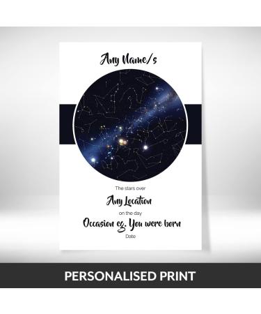 Personalized Sky/Star Map Print: Unique Gift for Birth, Christening, Mother's Day, Father's Day - Custom Night Sky Poster for Any Location - Picture/Print Only - Buy Online on SooperMarket.com
