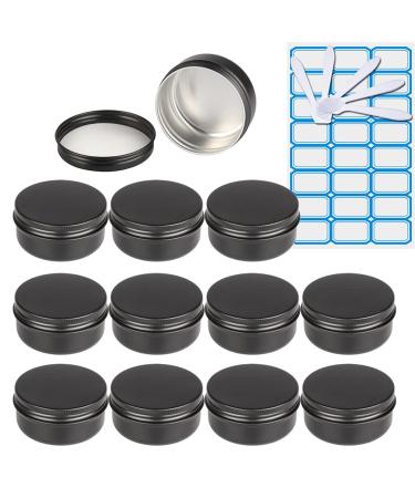 Zeoabsy 10 pieces 50ml matt black aluminum empty jar round aluminum doses with screw cap.
