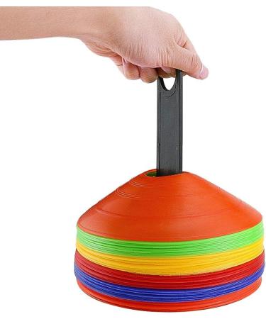 Faxco 50 Pcs Soccer Cones with Holder - Field Cone Markers for Football Training - Outdoor Sports Games Supplies (5 Colors) - Buy Online on SooperMarket.com