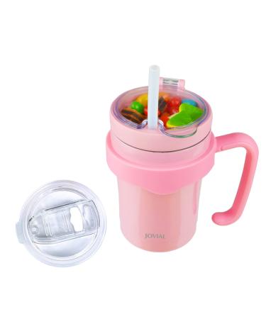 JOVIAL All In One Insulated Snack and Drink Cup 12 Oz-Glitter Pink Glitter Pink 1 Count (Pack of 1)