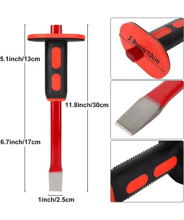 CYEAH 12 Inch Heavy Duty Masonry Chisel Set  4 PCS Chisels Set with Hand Protection  2 PCS Flat Chisel & 2 PCS Pointed Chisel for Concrete/Mason/Stone Demolishing Carving Splitting Breaking - Buy Online on SooperMarket.com