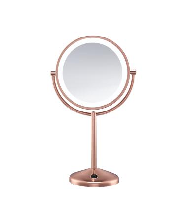 Conair Reflections Double-Sided LED Lighted Vanity Makeup Mirror, 1x/10x magnification, Rose Gold finish