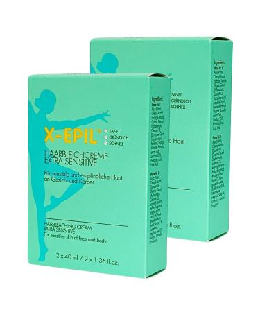 X-EPIL Hair Bleaching Extra Sensitive 2x40ml | Gentle & Fast Bleaching Cream for Face & Body | Ideal for Sensitive Skin | Savings Set & Giveaway - Buy Online on SooperMarket.com
