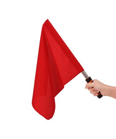 Ylucky Referee Flag Stainless Steel Command Hand Flag Red Signal Flag Sponge Handle Special Patrol Performance Linesman Official Flag for Soccer Volleyball Football Track