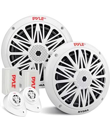 Pyle 200 Watt Marine Speaker System - Weather Resistant Dual 2 Way 6.5 Inch Outdoor Stereo Audio Sound Speakers w/ 85Hz-6kHz Frequency Response, Heavy Duty 8oz Magnet Structure PLMR6KW White