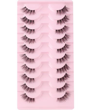 Glowingwin Half Lashes: Cat Eye False Eyelashes, Natural Look, 10 Pairs Corner Lashes, Handmade Reusable Mink Fluffy Lashes - Clear Band Half Lashes-09 - Buy Online on SooperMarket.com