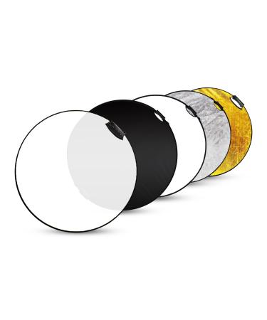 Selens Portable 5-in-1 24 Inch (60cm) Handle Round Reflector Collapsible Multi Disc with Carrying Case for Photography Photo Studio Lighting & Outdoor Lighting Photography Multi-Disc Photo Reflector