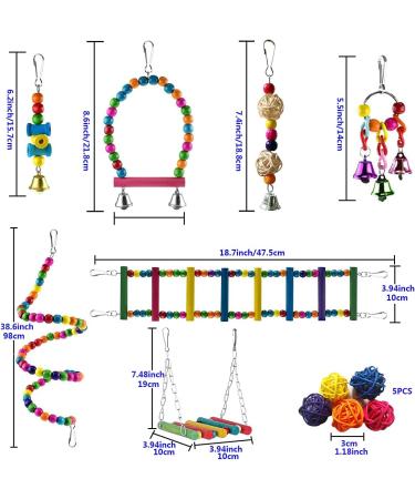 12Pcs Parrot Toys for Small Birds - Hammock Swing, Bell, Chewing Toys - Ideal for Budgies, Cockatiels, Parrots - Finches Accessories - Buy Online on SooperMarket.com
