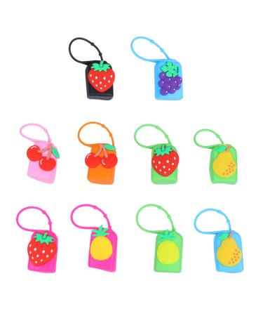 Silicone Keychain 10Pcs Roller Bottle Holder Sleeve Silicone Fruit Pattern Essential Oil Bottle Carrying Case Roll on Bottle Travel Cover with Rope(30ml) Keychain