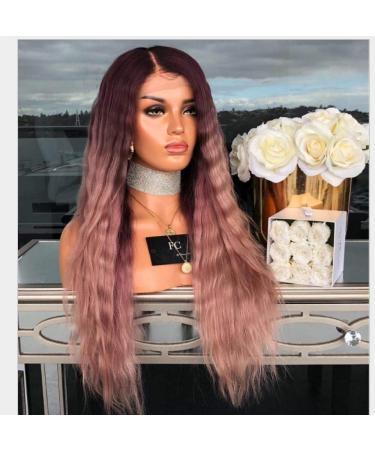 BGHJUE African Wig Pink Long Roll Lace Front Human Hair Wigs Brazilian Straight Wig Pre Plucked Hairline With Baby Hair Lace Wig