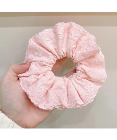 Eye Catching Lace Scrunchies for Women Large Elastic Hair Scrunchy Ponytail Holder Perfect for Everyday Use Pink - Buy Online on SooperMarket.com