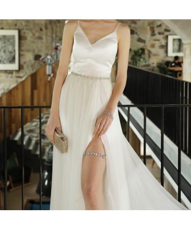 BETHYNAS Shiny Wedding Bridal Garter - Handmade Gemstone Thigh Chain for Brides - Stretchy Thigh Belt for Women (Style 2) - Buy Online on SooperMarket.com