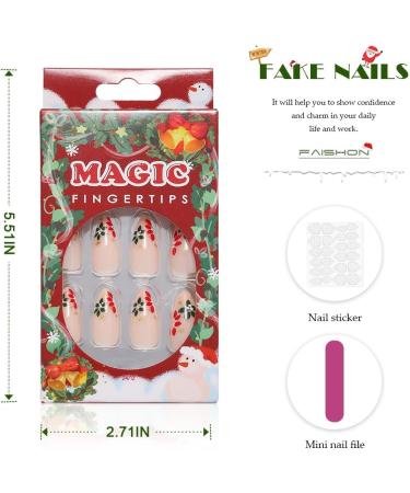 Vatocu Christmas False Nails Short Red Press On Nails - Snowflakes, Elk, Snowman Design - 24pcs - For Women and Girls - Buy Online on SooperMarket.com