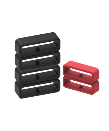Replacement Secure Rings Compatible with Garmin Forerunner 220 235 230 35 30 745 620 630 735XT Bands Silicone Connector Keepers Fastener Ring Holders Loop for Approach S20 S60 S10 S5 S6 Smartwatch Black&Red
