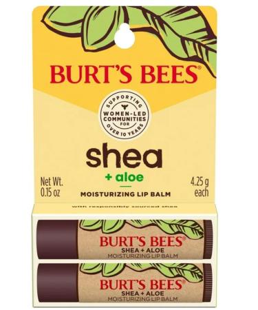 BURT'S BEES Moisturizing Lip Balm Shea+Aloe 2Pk