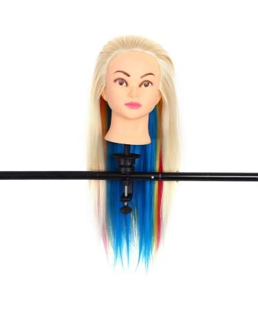 High-Quality Exercise Head - Hairdressing Training Doll with Free Comb | Colorful Salon Model (22.4-26 inch Hair Length) - #6 White & Multicolor | Best for Hairdressers & Stylists - Buy Online on SooperMarket.com