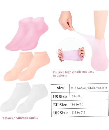 Moisturizing Socks Silicone Socks for Dry Cracked Feet Women 3 Pairs Soft Moisturizing Socks Anti Slip Women Spa Pedicure Gel Socks Aloe Sock for Softening Rough Skin Calluses - Buy Online on SooperMarket.com