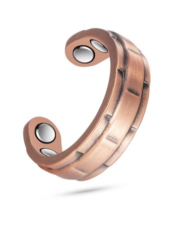 EnerCoppeX Copper Magnetic Ring for Women Lymphatic Drainage Adjustable Ring 3500 Gauss Magnet (CPR-0114Q)