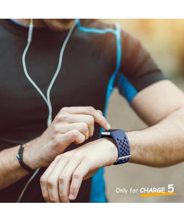 Epova 3-Piece Adjustable Waterproof Bracelet for Fitbit Charge 5 & 6 - Soft Breathable Bands for Men & Women in Black Dark Blue Blue Gray - Buy Online on SooperMarket.com