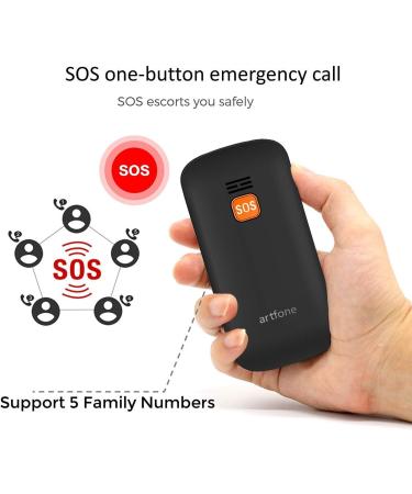 Artfone CS181 Senior Cell Phone - Large Button Dual SIM Mobile with Emergency Button | Contract-Free GSM Phone for Seniors | Includes Black Charger - Buy Online on SooperMarket.com