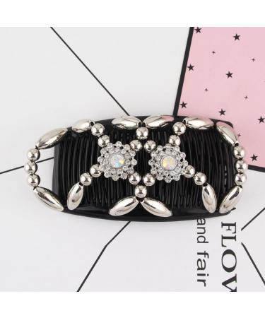 Kytpyi Double Clip Elastic Beaded Hair Combs 3PCS - Floral Hair Accessories for Women and Girls - Buy Online on SooperMarket.com
