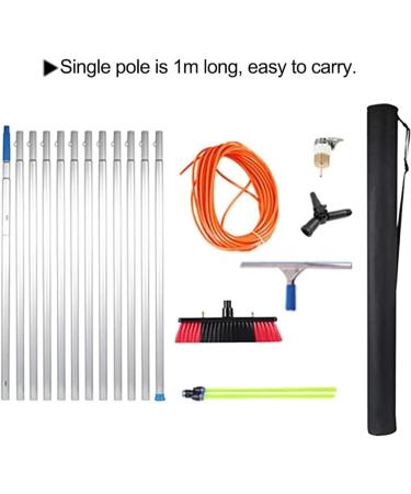 Window Cleaning Pole Outdoor Water Fed Telescopic 2 in 1 Brush Conservatory Roof Extendable Cleaner (Color : 50cm Brush Size : 12M Pole) (30cm Brush 8M Pole) - Buy Online on SooperMarket.com